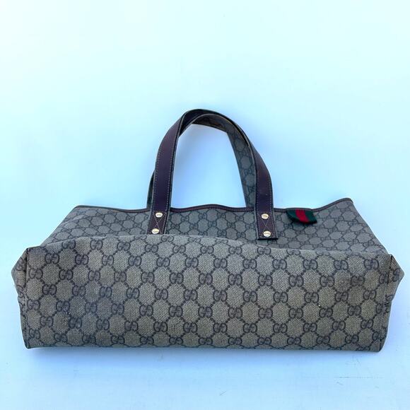 Gucci GG Monogram Tote Bag Web Loop Coated Canvas Designer Authentic Purse - Picture 8 of 16
